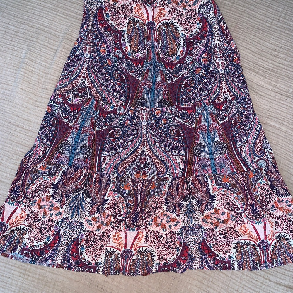 Philosophy Paisley Maxi Skirt in Burgundy, Teal & Cream